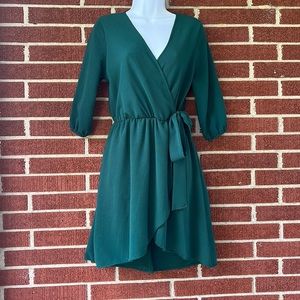 Green V-Neck Dress